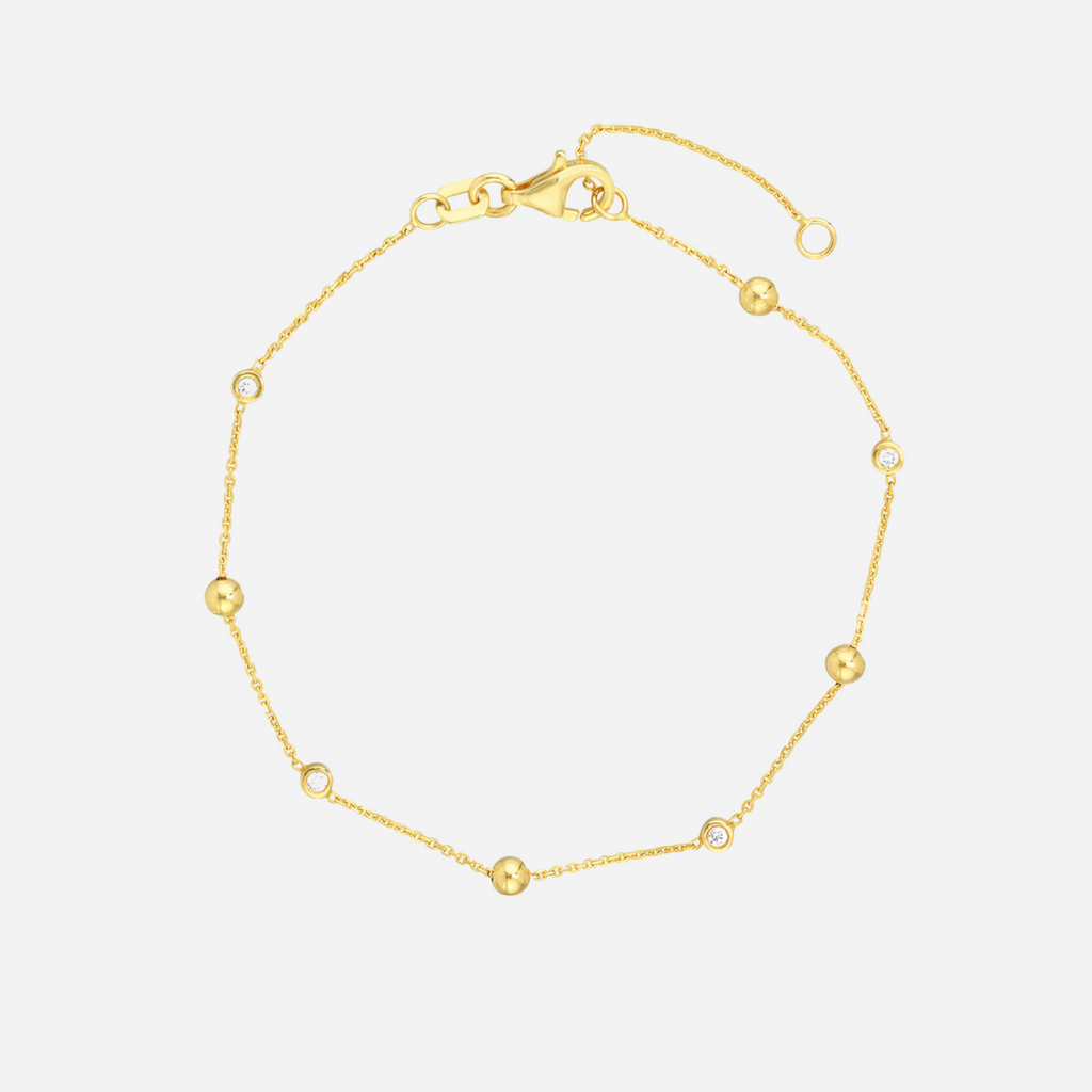 Bezel Diamond Beaded Bracelet - FJC