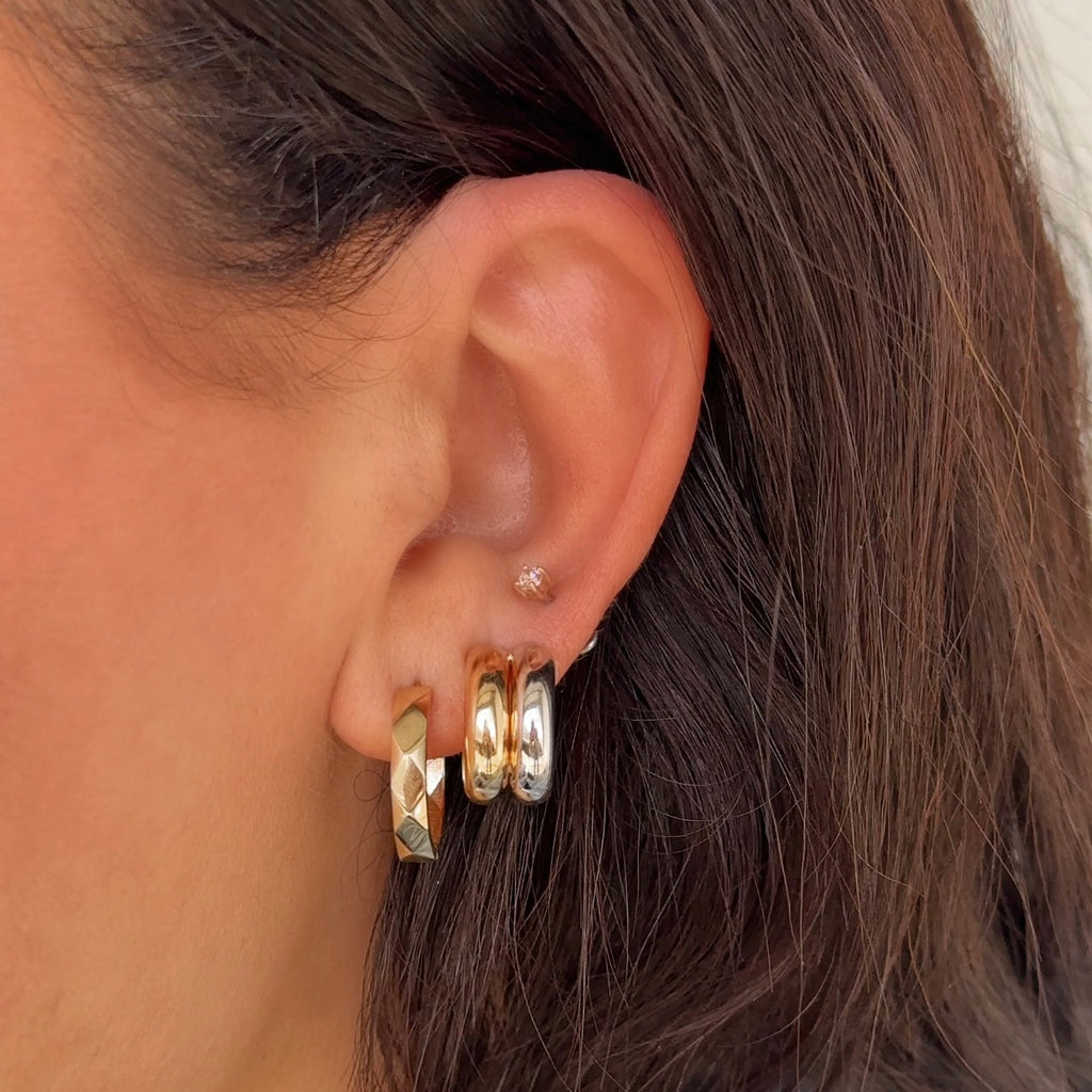 Mixed Metal Open Hoop Earrings - FJC