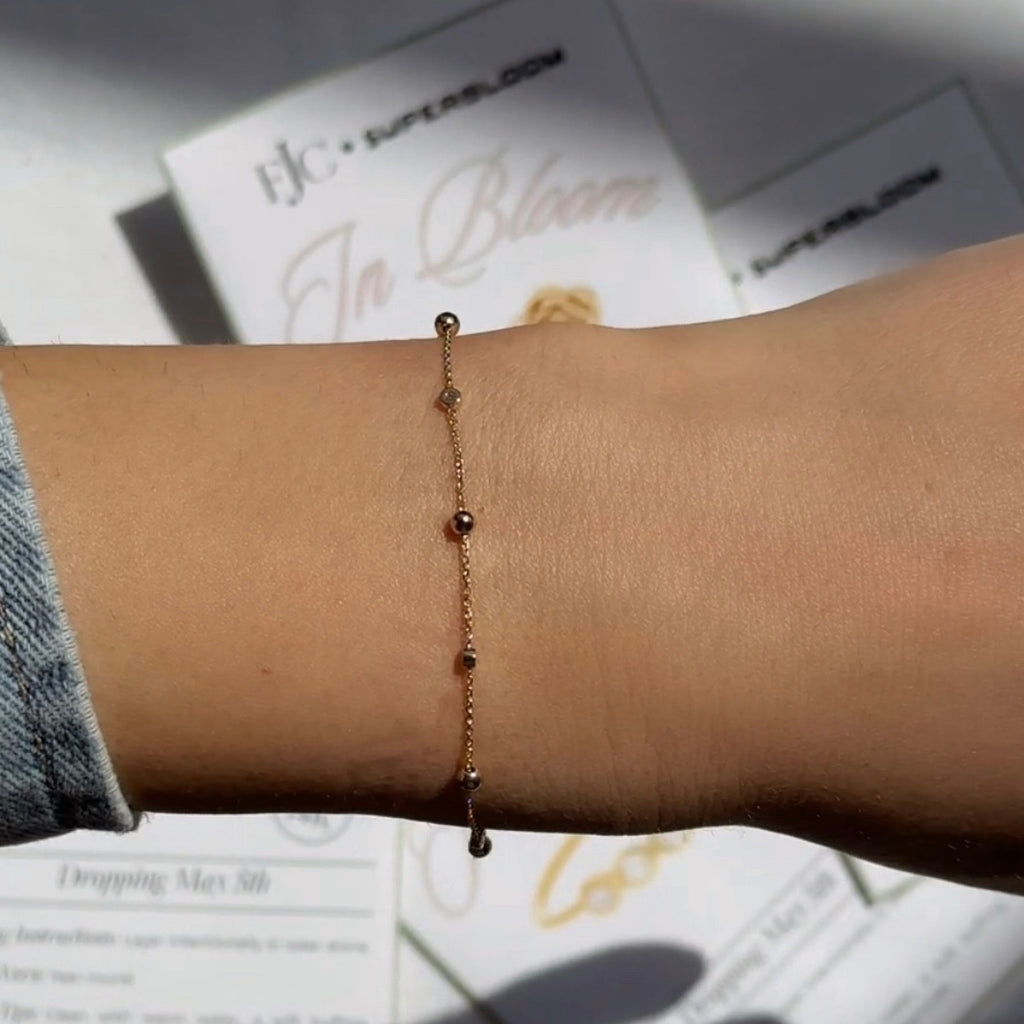 Bezel Diamond Beaded Bracelet - FJC