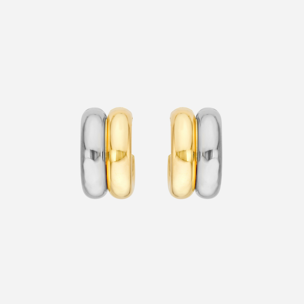 Mixed Metal Open Hoop Earrings - FJC