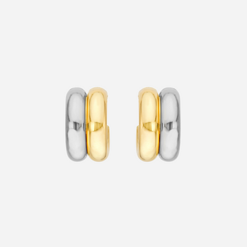 Mixed Metal Open Hoop Earrings - FJC