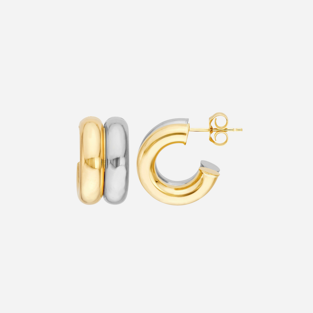 Mixed Metal Open Hoop Earrings - FJC